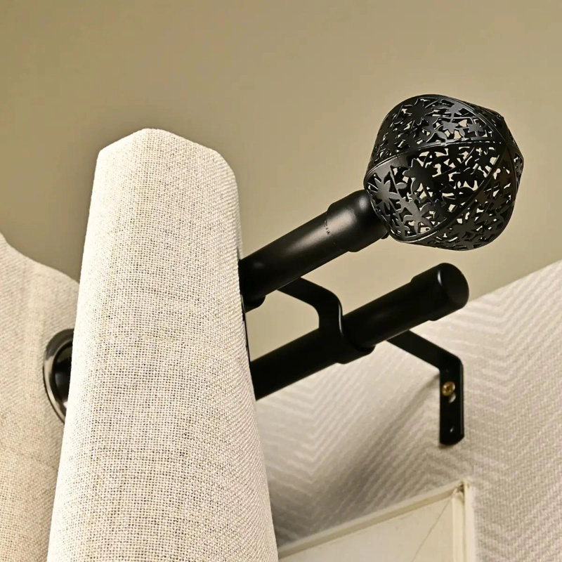 BARRAS DE CORTINA EXTENSIBLES METALICAS 120-210 CM COLOR NEGRO - 3