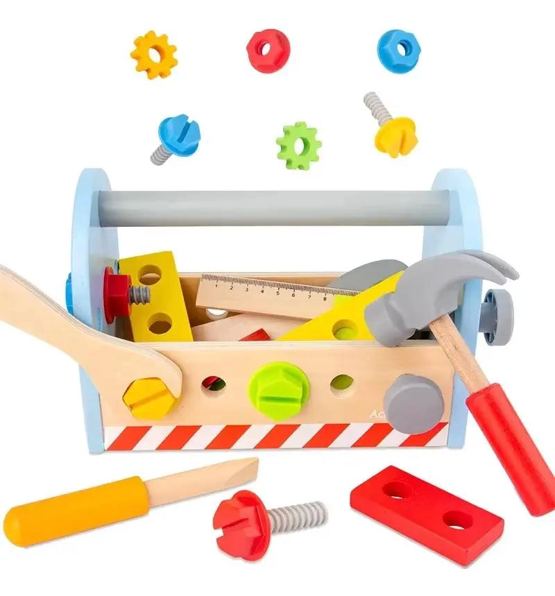 CAJA DE HERRAMIENTAS DE MADERA PARA NIÑOS CON ACCESORIOS EDUCATIVOS - 1