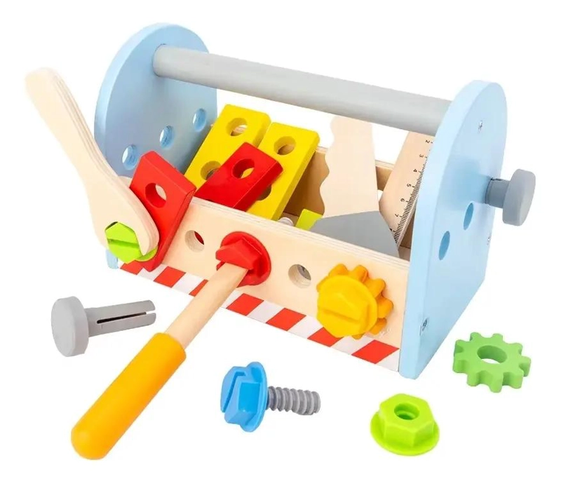 CAJA DE HERRAMIENTAS DE MADERA PARA NIÑOS CON ACCESORIOS EDUCATIVOS - 2