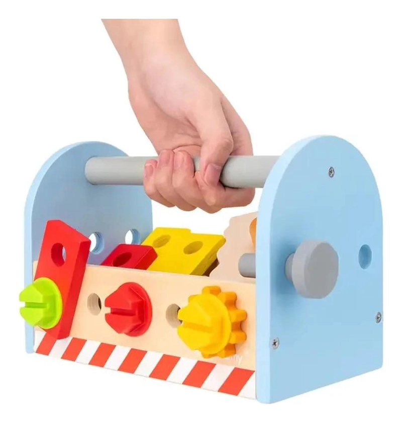 CAJA DE HERRAMIENTAS DE MADERA PARA NIÑOS CON ACCESORIOS EDUCATIVOS - 3