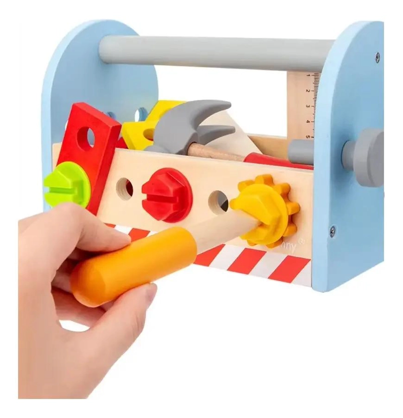 CAJA DE HERRAMIENTAS DE MADERA PARA NIÑOS CON ACCESORIOS EDUCATIVOS - 5
