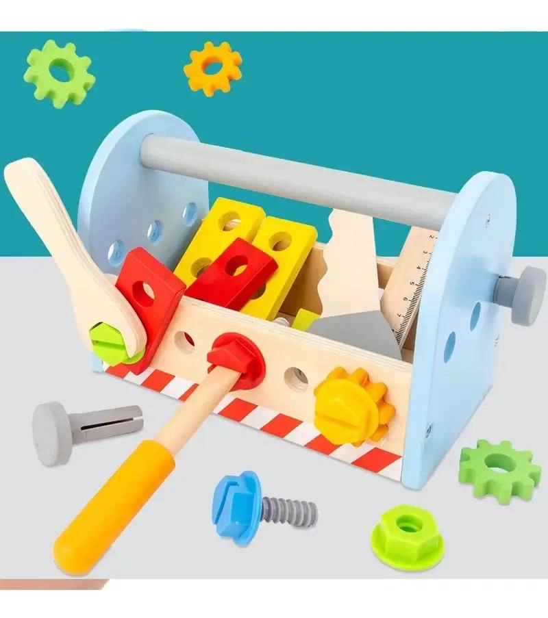 CAJA DE HERRAMIENTAS DE MADERA PARA NIÑOS CON ACCESORIOS EDUCATIVOS - 6