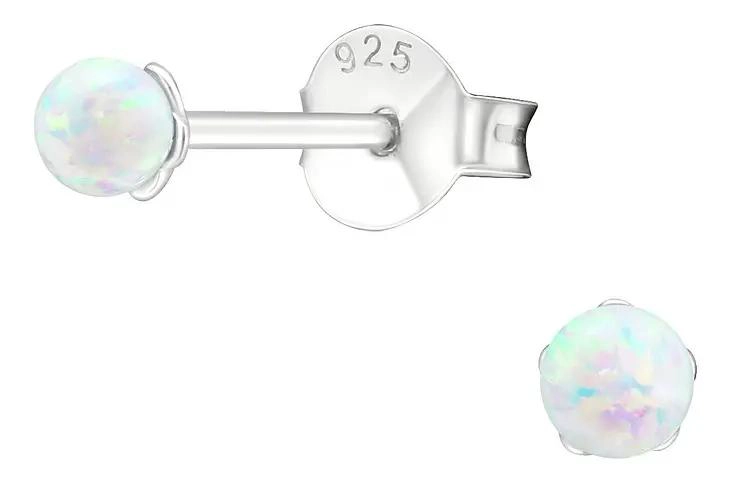 AROS ESFERA DE OPALO SINTE TICO EN PLATA 925 PARA PERFORACIONES - 1