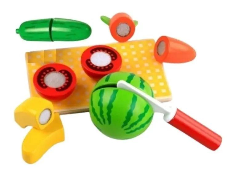 JUGUETE DIDACTICO DE MADERA FRUTAS Y VERDURAS PARA CORTAR - 5