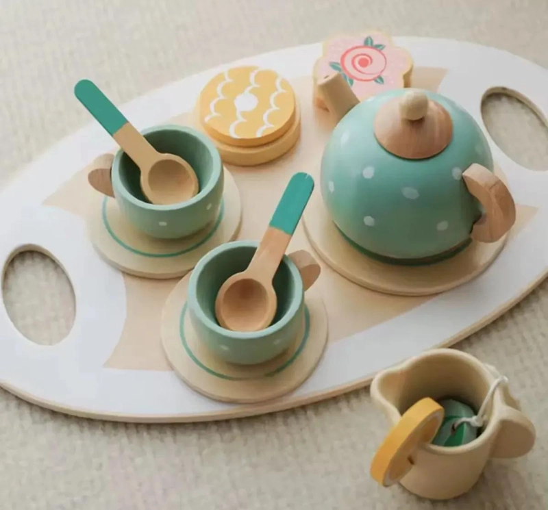 JUEGO DE TE  DE MADERA PARA NIÑOS CON ACCESORIOS COLORIDOS - 7