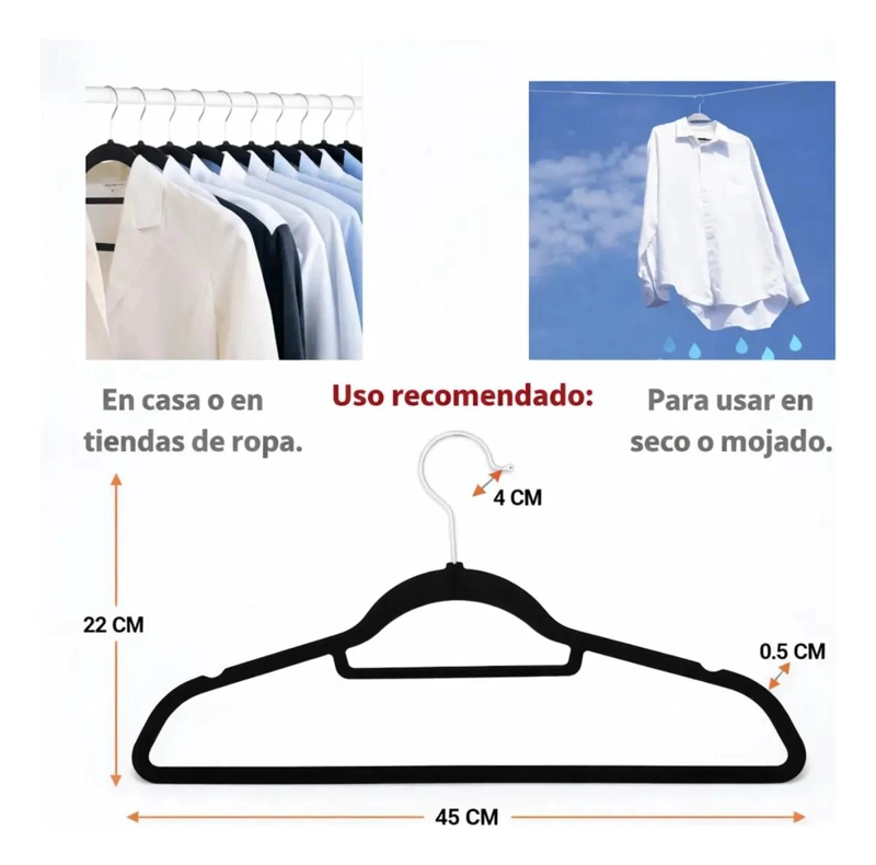 PACK DE 20 COLGADORES DE ROPA TERCIOPELO ANTIDESLIZANTE BLANCO - 10