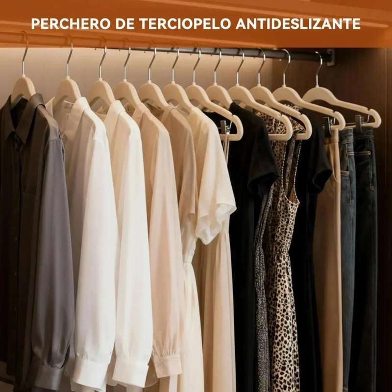 PACK DE 20 COLGADORES DE ROPA TERCIOPELO ANTIDESLIZANTE BLANCO - 2