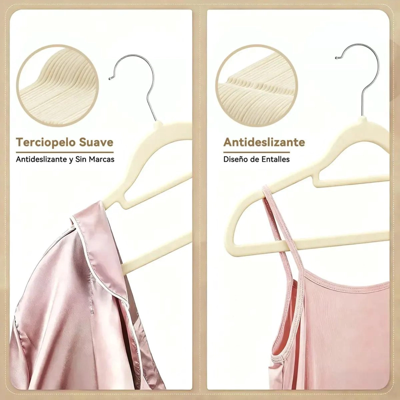 PACK DE 20 COLGADORES DE ROPA TERCIOPELO ANTIDESLIZANTE BLANCO - 5