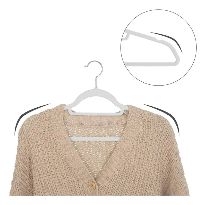 PACK DE 20 COLGADORES DE ROPA TERCIOPELO ANTIDESLIZANTE BLANCO - 8
