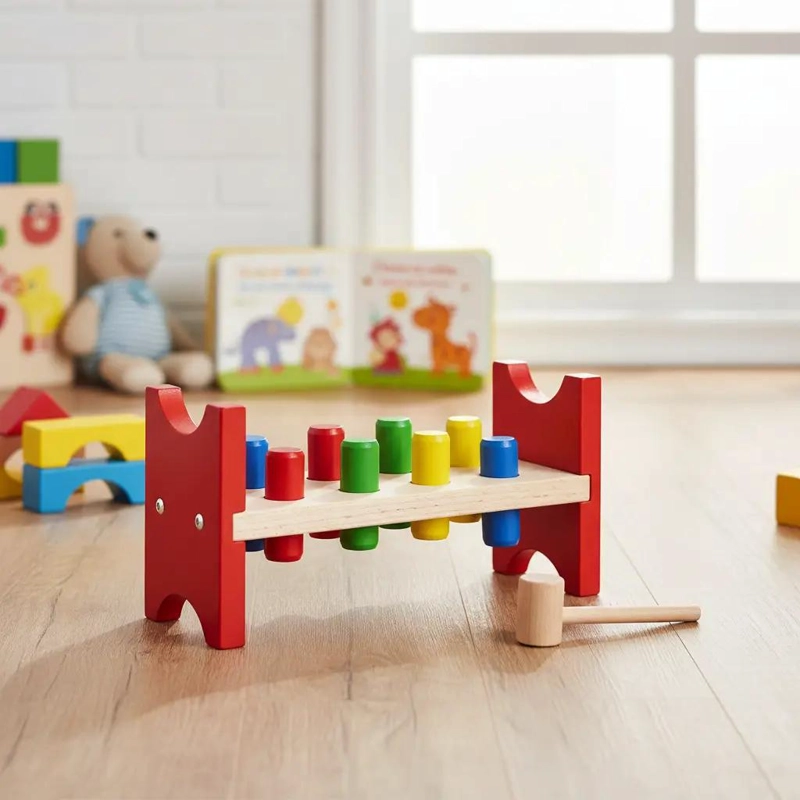 BANCO DE MADERA CON MARTILLO PARA NIÑOS DE 1 A 3 AÑOS - 3