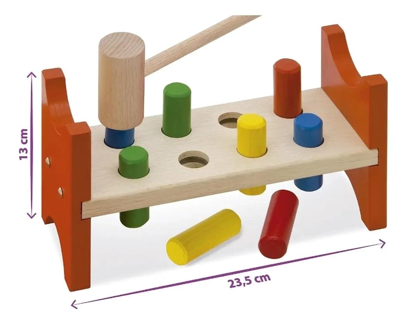 BANCO DE MADERA CON MARTILLO PARA NIÑOS DE 1 A 3 AÑOS - 8