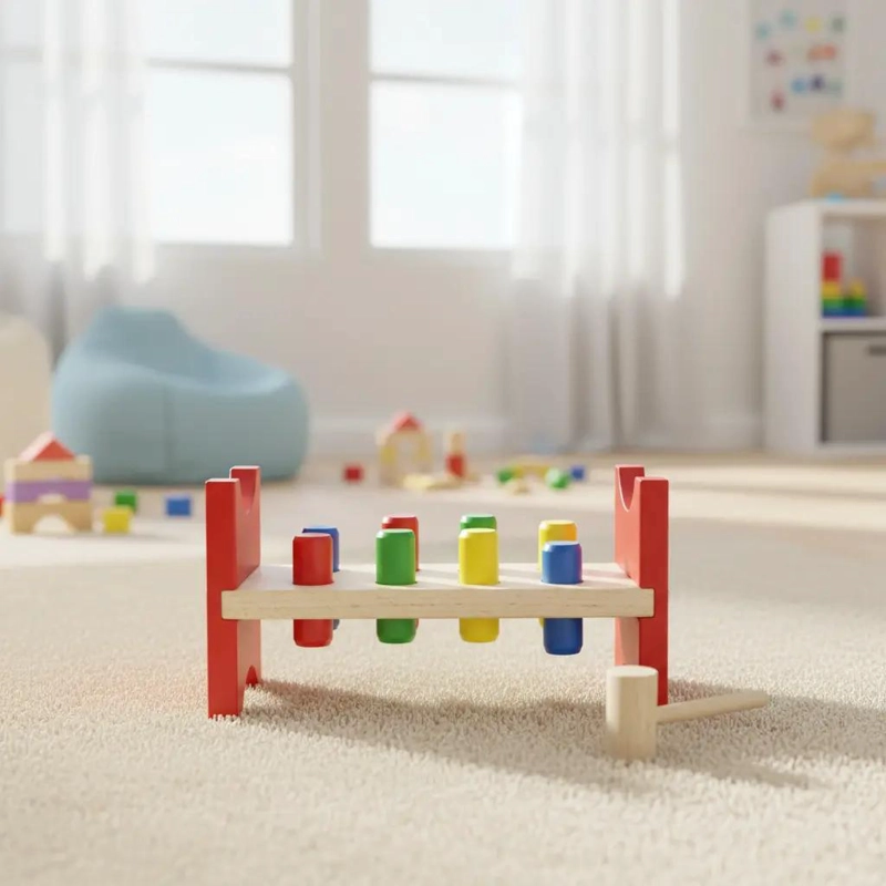 BANCO DE MADERA CON MARTILLO PARA NIÑOS DE 1 A 3 AÑOS - 9