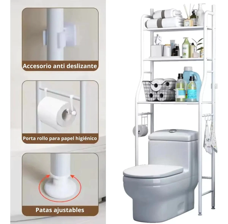 MUEBLE ORGANIZADOR DE BAÑO CON 3 ESTANTES PARA ESPACIOS REDUCIDOS - 3