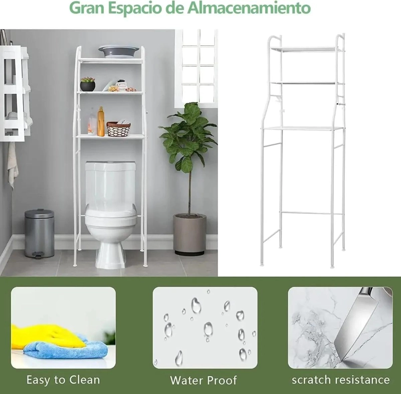 MUEBLE ORGANIZADOR DE BAÑO CON 3 ESTANTES PARA ESPACIOS REDUCIDOS - 6