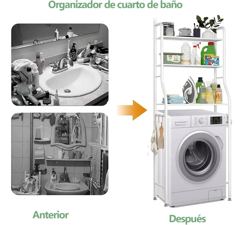 MUEBLE ORGANIZADOR DE BAÑO CON 3 ESTANTES PARA ESPACIOS REDUCIDOS - 7
