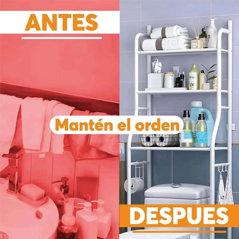 MUEBLE ORGANIZADOR DE BAÑO CON 3 ESTANTES PARA ESPACIOS REDUCIDOS - 8