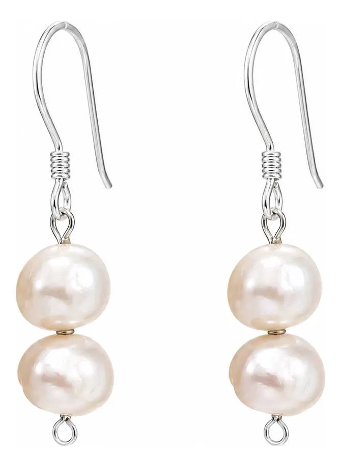 AROS COLGANTES DE PERLA NATURAL EN PLATA LEY 925 ELEGANTES - 1