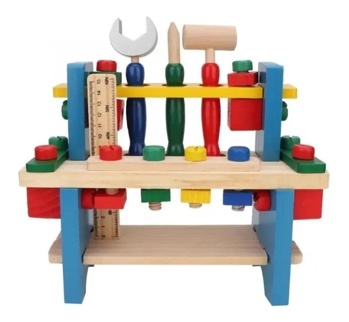 CAJA DE HERRAMIENTAS DE MADERA DIDACTICA PARA NIÑOS - 1