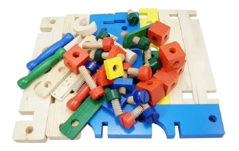 CAJA DE HERRAMIENTAS DE MADERA DIDACTICA PARA NIÑOS - 7