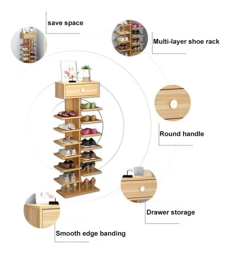 ZAPATERO ORGANIZADOR ESTANTE PARA 14 PARES DE CALZADO COLOR BLANCO - 2
