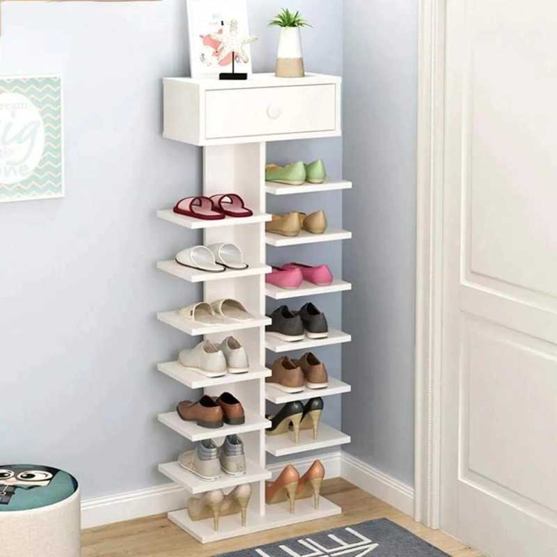 ZAPATERO ORGANIZADOR ESTANTE PARA 14 PARES DE CALZADO COLOR BLANCO - 6