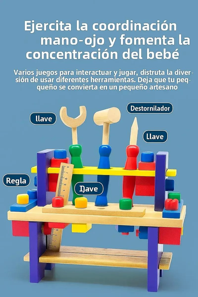 BANCO DE TRABAJO DIDACTICO DE MADERA PARA NIÑOS - 2