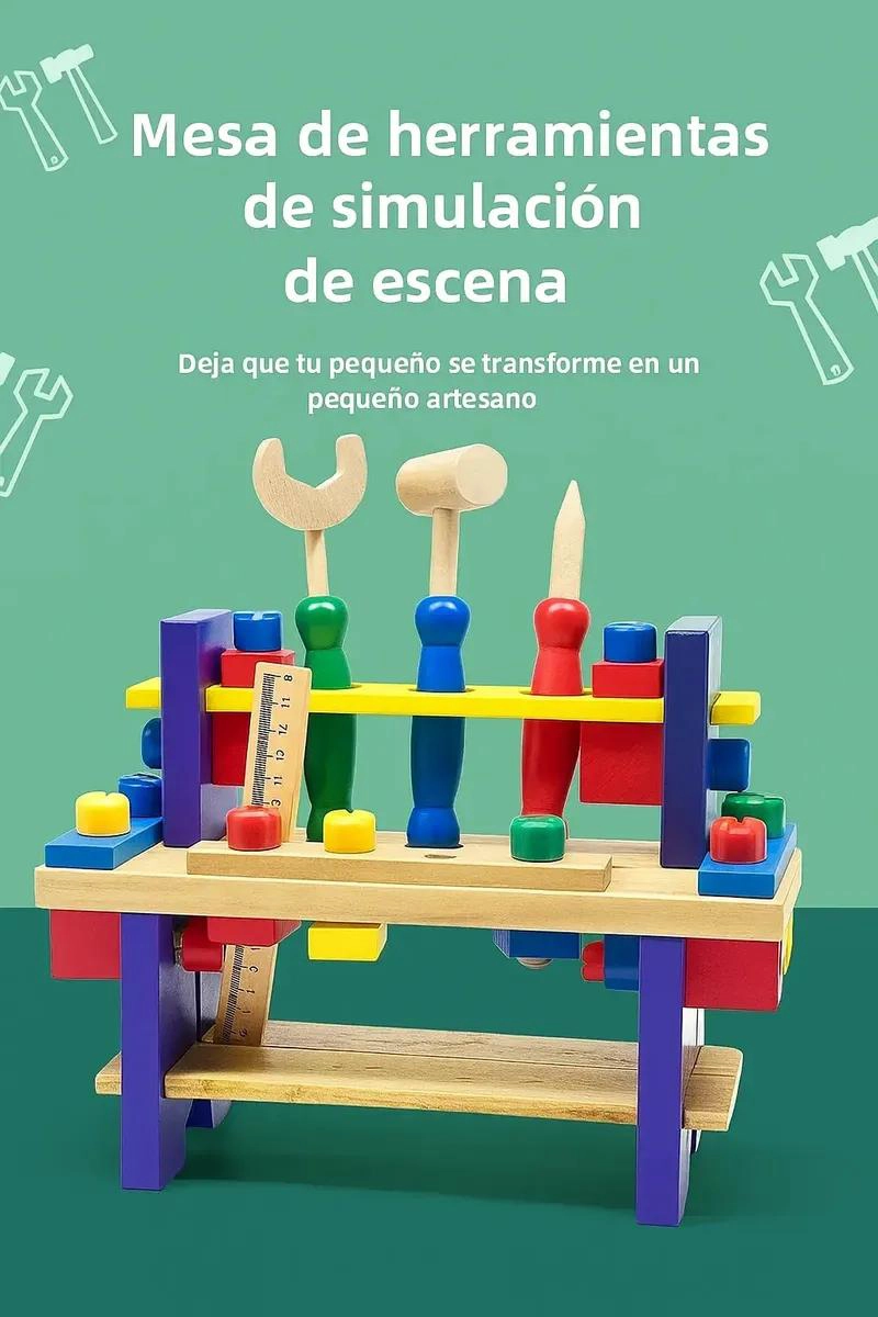 BANCO DE TRABAJO DIDACTICO DE MADERA PARA NIÑOS - 4