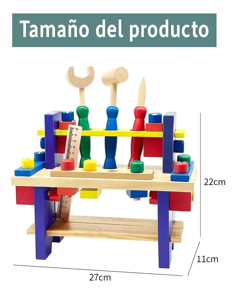 BANCO DE TRABAJO DIDACTICO DE MADERA PARA NIÑOS - 8