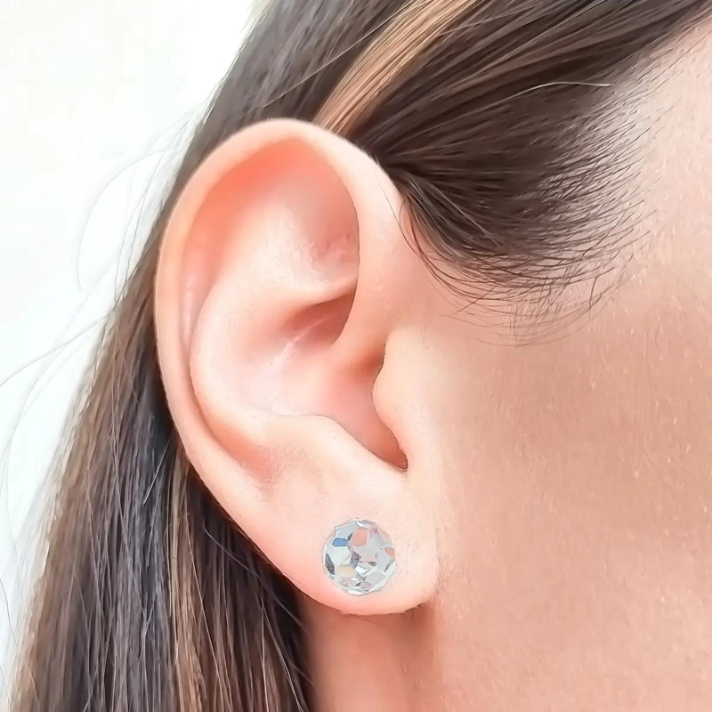 AROS FACETADOS DE PLATA FINA 925 CON DISEÑO ELEGANTE - 2