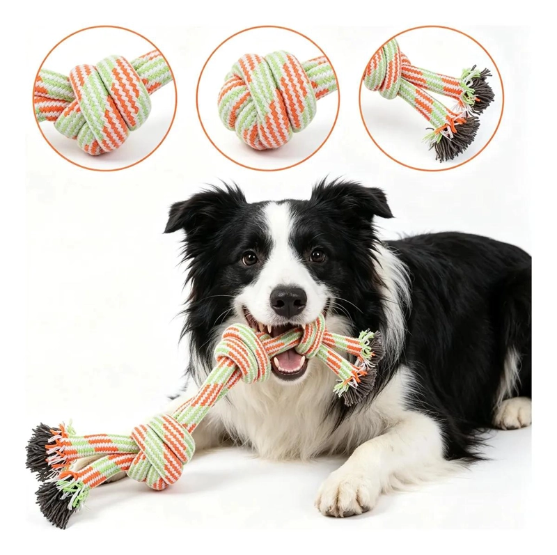 JUGUETE DE CUERDA DOBLE NUDO PARA PERROS 44CM RESISTENTE - 1