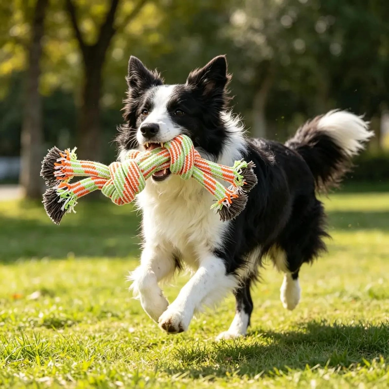 JUGUETE DE CUERDA DOBLE NUDO PARA PERROS 44CM RESISTENTE - 2