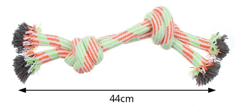 JUGUETE DE CUERDA DOBLE NUDO PARA PERROS 44CM RESISTENTE - 4