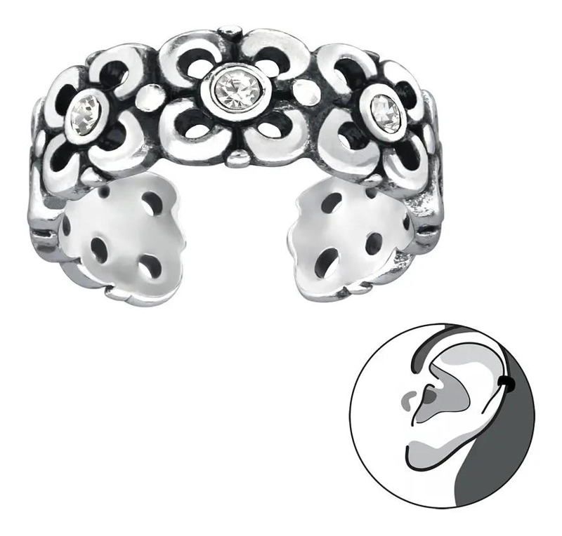 ARO A PRESION EARCUFF DE PLATA 925 CON DISEÑO ELEGANTE - 1