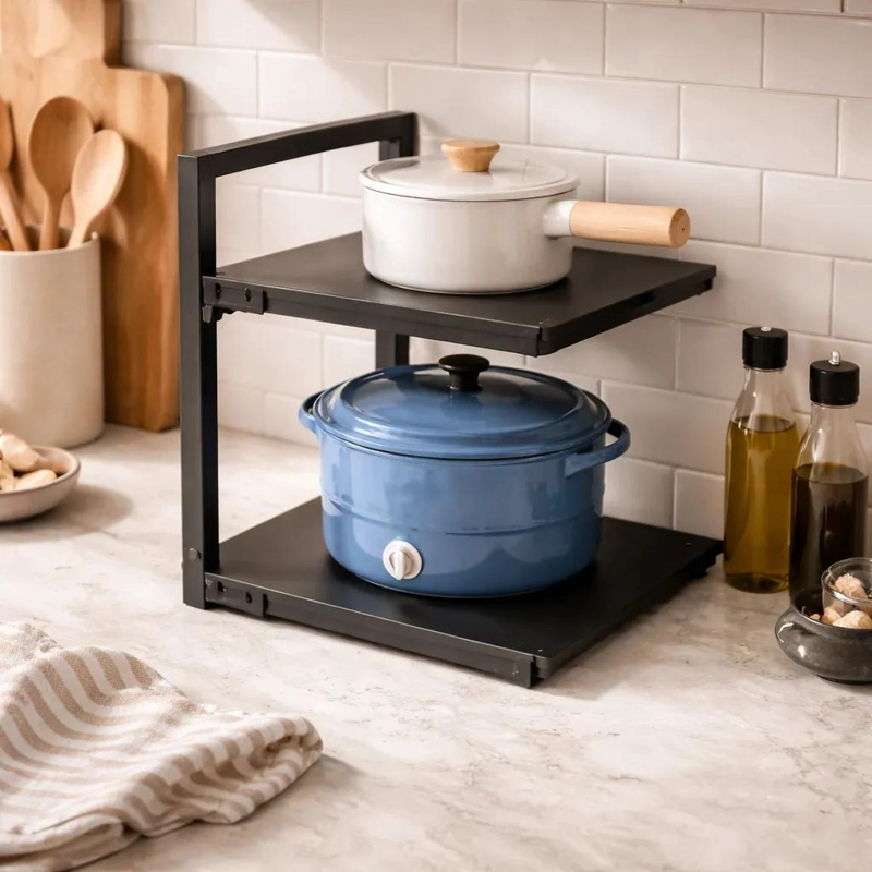 ESTANTE ORGANIZADOR DE COCINA COMPACTO DE DOS NIVELES - 3