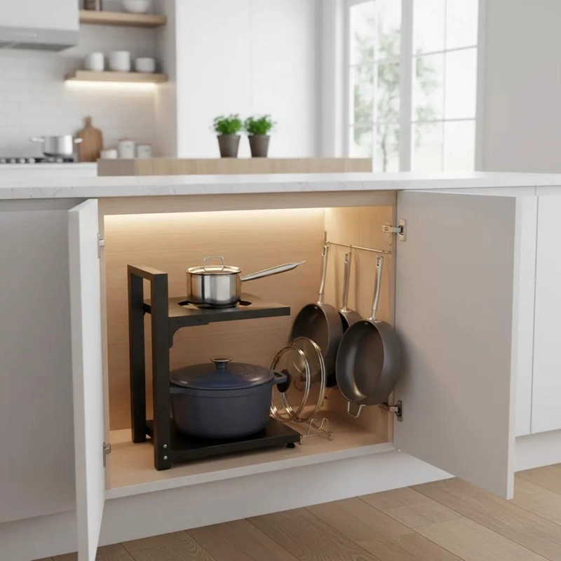 ESTANTE ORGANIZADOR DE COCINA COMPACTO DE DOS NIVELES - 4
