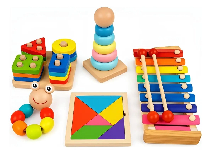 JUGUETES DIDACTICOS DE MADERA PARA NIÑOS PACK DE 5 - 1