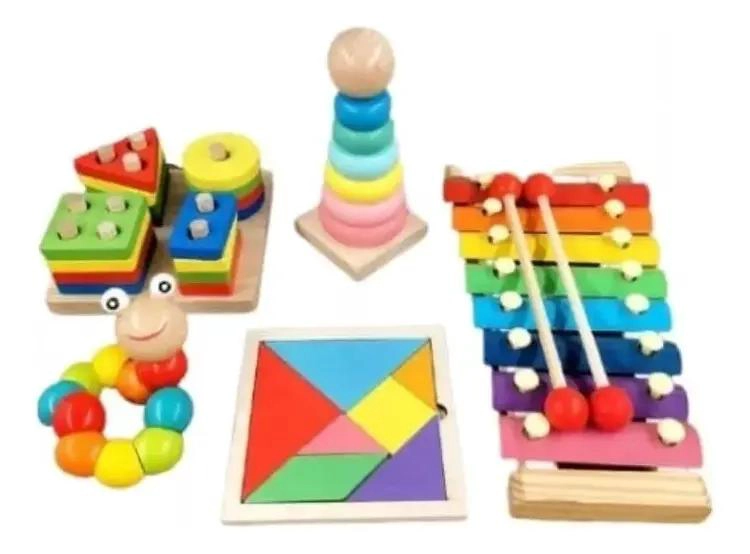 JUGUETES DIDACTICOS DE MADERA PARA NIÑOS PACK DE 5 - 2
