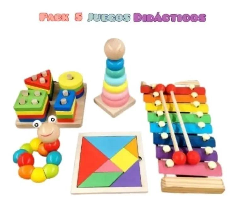 JUGUETES DIDACTICOS DE MADERA PARA NIÑOS PACK DE 5 - 3