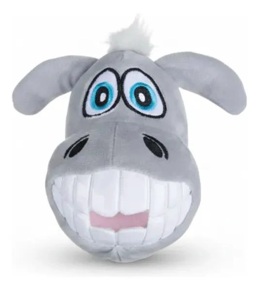 PELUCHE BURRO SONRIENTE PARA MASCOTAS 13.5 CM GRIS - 1