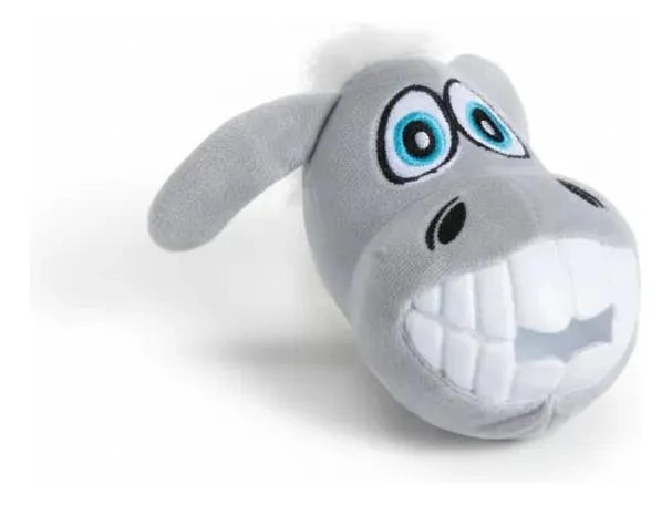 PELUCHE BURRO SONRIENTE PARA MASCOTAS 13.5 CM GRIS - 3