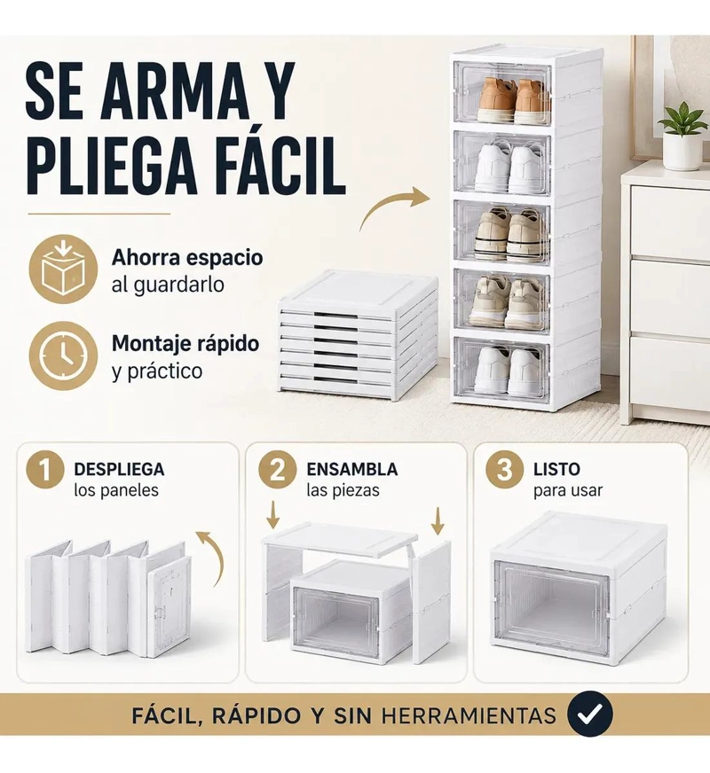 ORGANIZADOR PLEGABLE DE ZAPATOS APILABLE CON 6 NIVELES - 2