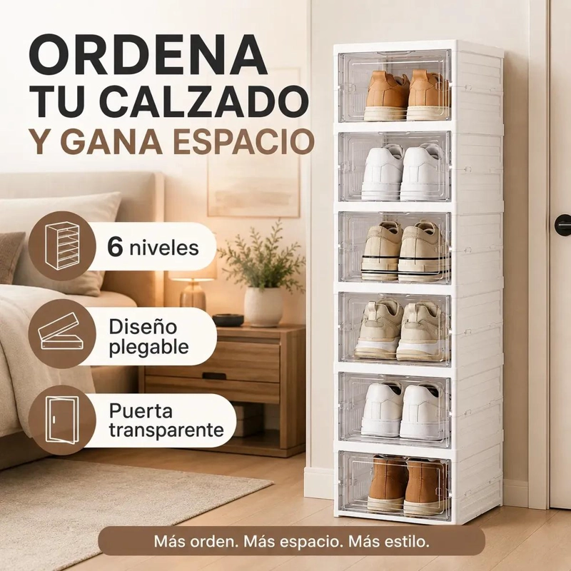 ORGANIZADOR PLEGABLE DE ZAPATOS APILABLE CON 6 NIVELES - 3