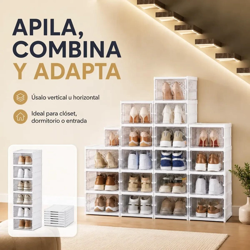 ORGANIZADOR PLEGABLE DE ZAPATOS APILABLE CON 6 NIVELES - 4