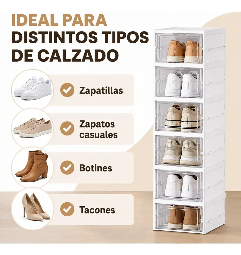 ORGANIZADOR PLEGABLE DE ZAPATOS APILABLE CON 6 NIVELES - 8