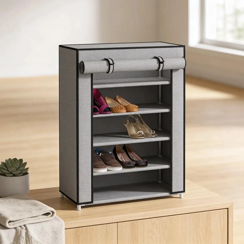 ZAPATERO ORGANIZADOR DE 5 NIVELES EN TELA GRIS - 2