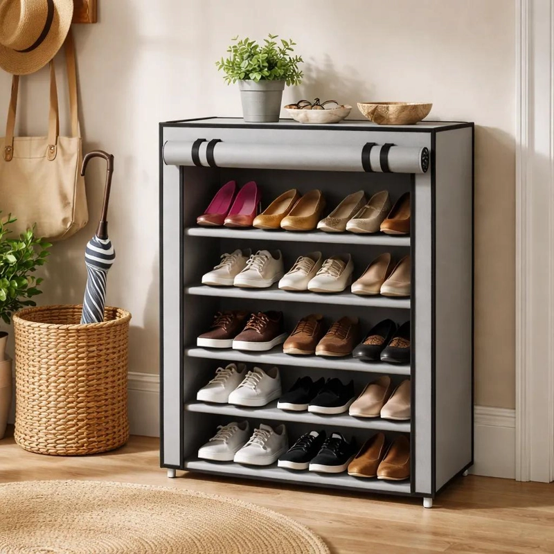 ZAPATERO ORGANIZADOR DE 5 NIVELES EN TELA GRIS - 3