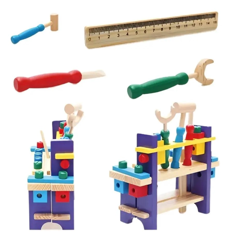 JUGUETE DIDACTICO DE MADERA PARA NIÑOS CON HERRAMIENTAS - 4