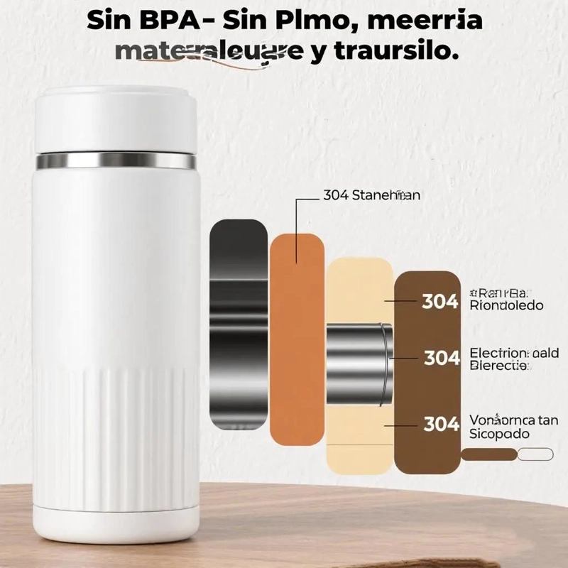 TAZA TE RMICA DE ACERO INOXIDABLE 510ML CON TAPA SEGURA - 2