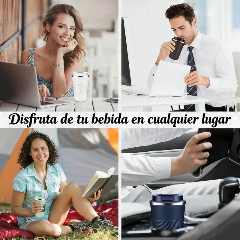 TAZA TE RMICA DE ACERO INOXIDABLE 510ML CON TAPA SEGURA - 4