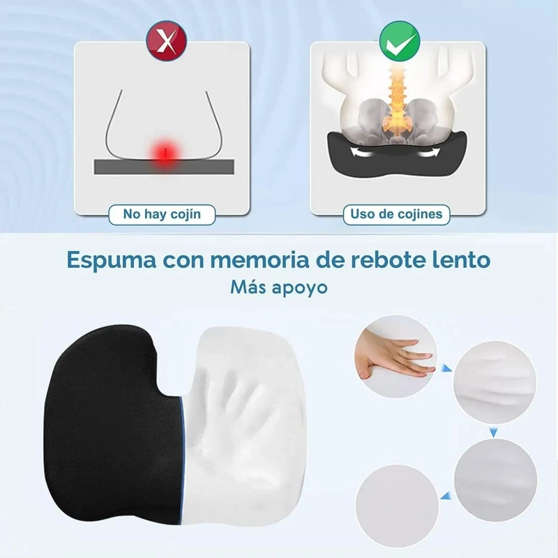 COJIN DE ASIENTO Y RESPALDO LUMBAR ERGONOMICO PARA SILLAS - 6